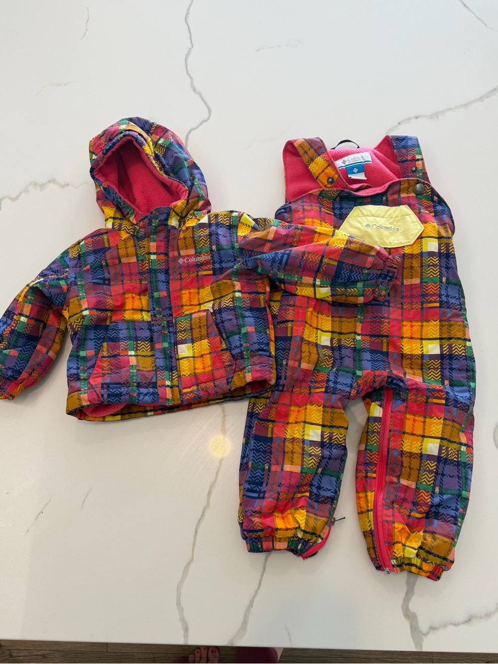 LIKE NEW Columbia Kids Infant 12 mo color coat Jacket and Bibs Snow Suit set
